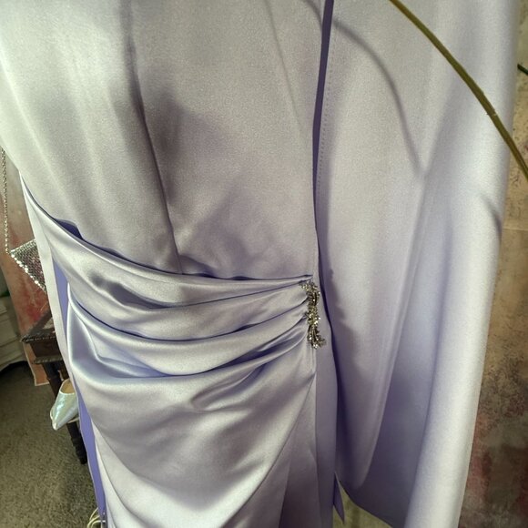 📌David's Bridal Strapless Side Drape & Brooch Satin Bridesmaid Prom Gown Scarf - Picture 5 of 16